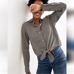 NWT Madewell Flannel Tie-Front Shirt in Gingham Check